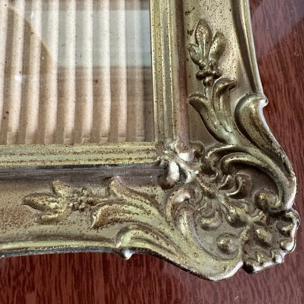 Vintage Ornate Gold Tone Metal 8x10 Frame with Red Velvet Back